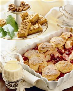 Dessert Buffet; Dessert Nut Bars and Apple Cranberry Cobbler