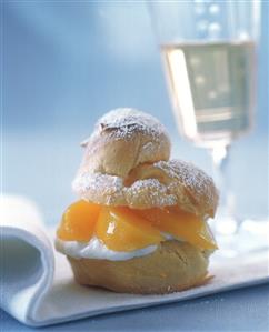 Cream Puff with Peaches and Cream