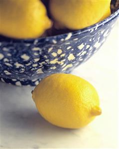 Whole Lemon with a Bowl of Lemons