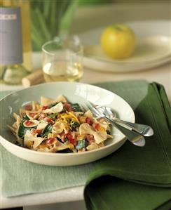 Farfalle with Vegetables in Lemon Cream Sauce