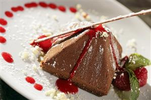 Elegant Chocolate Raspberry Pyramid Dessert