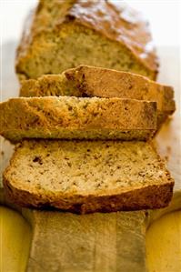 Sliced Banana Bread on a Cutting Board