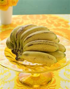 Bunch of Mini Bananas on a Pedestal Dish