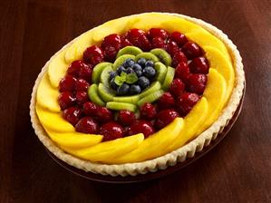 Fruit Tart with Mango, Strawberries, Raspberries, Kiwi and Blueberries