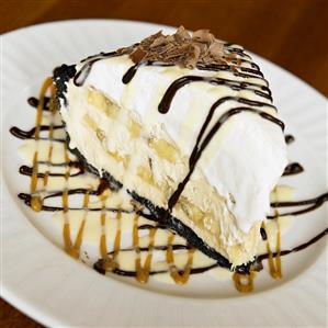 Slice of Banana Cream Pie with Chocolate Drizzles (USA)