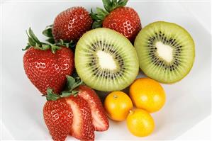 Assorted Fresh Fruit; Strawberries, Kiwi and Kumquats