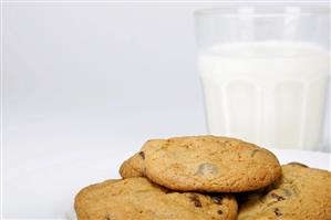 Chocolate Chip Cookies with a Glass of Milk