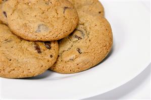 Chocolate Chip Cookies on a Plate