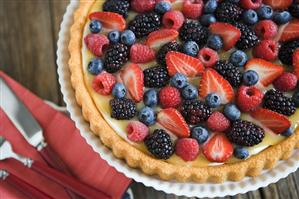 Mixed Berry Fruit Tart; From Above