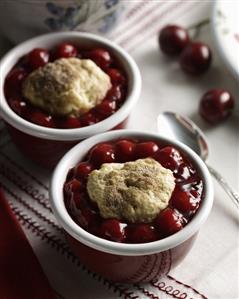 Two Cherry Cobblers in Individual Red & White Ramekins (2)