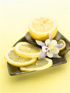 Lemon, Halved and Sliced with Blossom