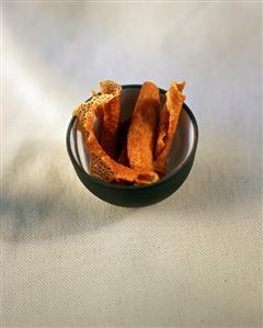 Dried Orange Peels in a Small Bowl