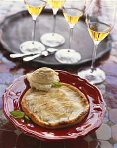 Apple Tart with Vanilla Ice Cream and White Wine