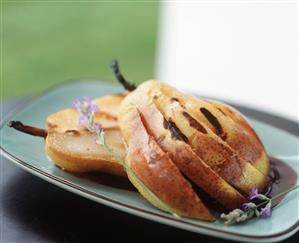 Grilled Bartlett Pears with Chocolate Sauce