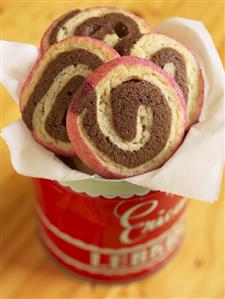 Chocolate, Vanilla, Strawberry Swirl Cookies