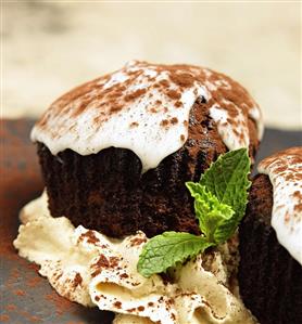 Chocolate Guinness Cupcake with Frosting and Cocoa Powder