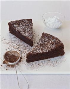 Two Slices of Flourless Chocolate Cake