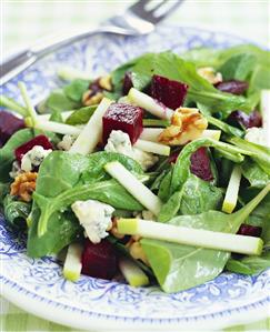 Beet Apple and Walnut Salad with Baby Arugula