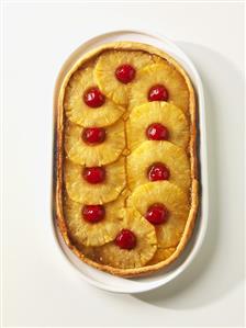 Pineapple Brown Sugar Galette with Maraschino Cherries, White Background