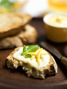 Honey Spread on Toasted Bread with Orange Peel