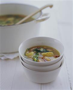 Vegetable Soup in Stacked Bowl, Soup Pot