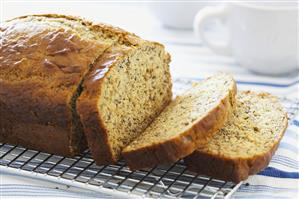 A Partially Sliced Loaf of Banana Bread