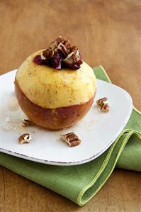 Baked Apple with Walnuts and Dried Cranberries