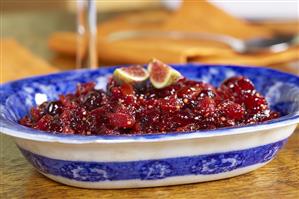 Chunky Cranberry Saice with Fig Garnish