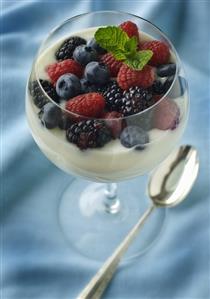 Vanilla Yogurt Topped with Mixed Berries