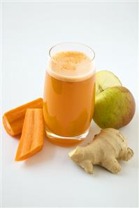 Glass of Carrot Juice with Ingredients