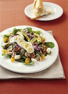 Salad with Hard Boiled Eggs, Walnuts and Oranges