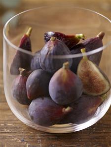 Fresh Figs in a Deep Glass Bowl