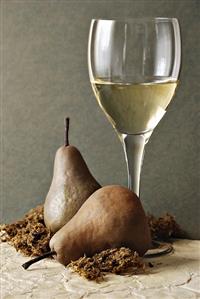 Pears with a Glass of White Wine