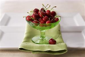 Cherries in a Green Bowl