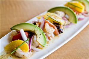 Baby Shrimp Salad with Oranges, Avocado and Onion