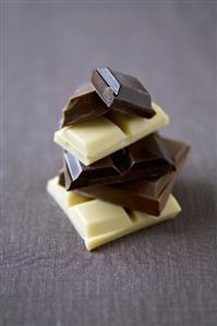 Various Pieces of Stacked Chocolate