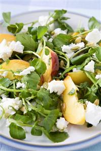 Watercress, Peach and Feta Salad