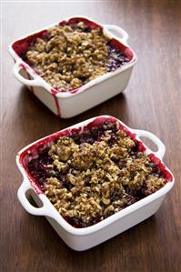 Two Baking Dishes of Plum Crumble