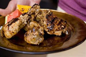 Barbecued Chicken with Corn on the Cob and Watermelon