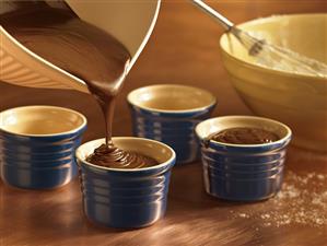 Pouring Chocolate Batter into Ramekins