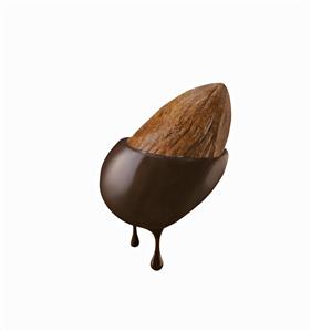 Almond Dipped in Chocolate, White Background