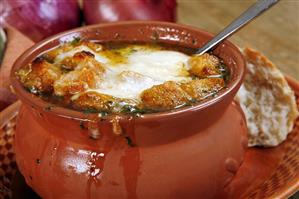 French Onion Soup with Spoon