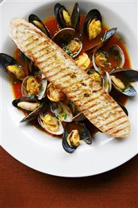 Bouillabaisse in Saffron Fennel Broth with Grilled Bread