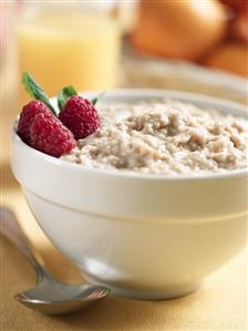 A Bowl of Oatmeal with Raspberries