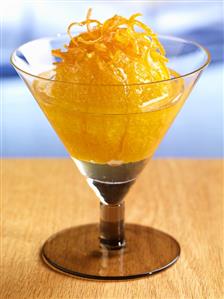 Glazed Orange with Candied Orange Zest in Stemmed Glass