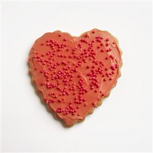 Decorated Valentine Heart Cookie on White
