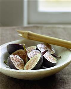 Halved Figs in a Bowl