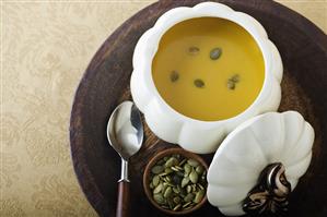 Organic Pumpkin Soup with Pumpkin Seeds