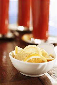 Small Bowl of Lemon Wedges; Bloody Marys