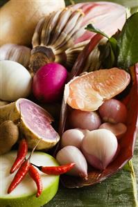 Raw Philippine Ingredients on Banana Leaves